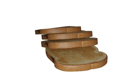 Sliced bread isolated on white background. 3d render.の写真素材