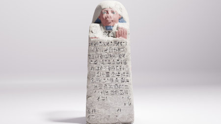 Ceramic figurine of a scene on a white backgroundの写真素材