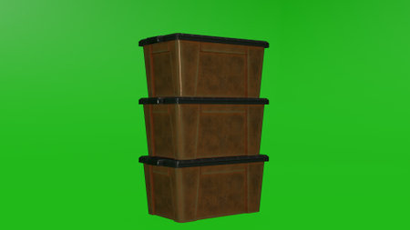 3d rendering of storage boxes on a green background.