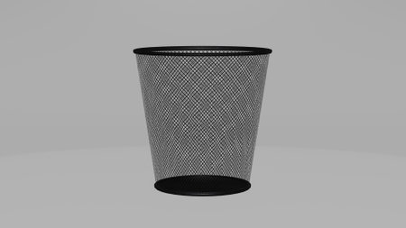 3d rendering of a metal trash can isolated in gray studio backgroundの写真素材