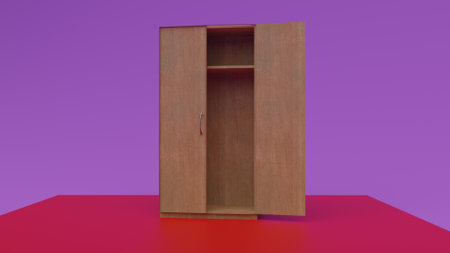 3d rendering of a wooden door on a purple background.の写真素材
