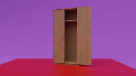 3d rendering of a door in a room with a purple backgroundの写真素材