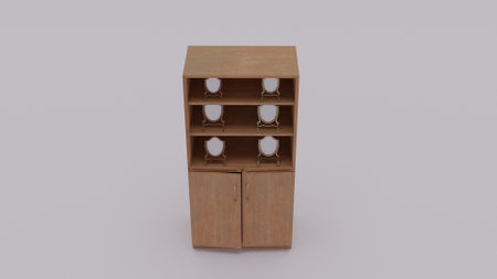 Wooden bookcase on a white background. 3d rendering.