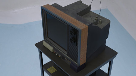 old wooden tv on plastic stand 4k photos