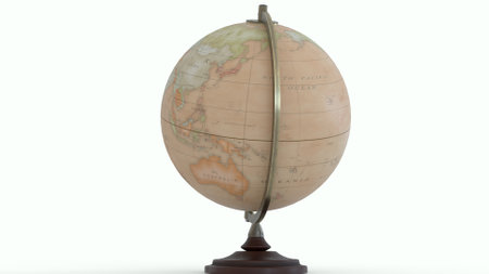 Antique Globe Map with white backgroundの写真素材