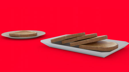 bread on plate with different different backgrounds 4k photosの写真素材