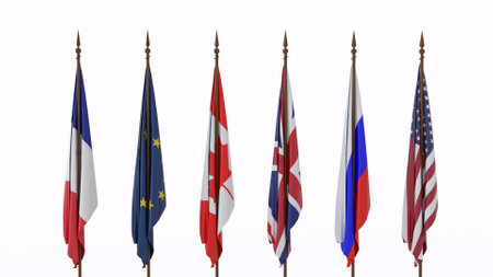 Six country flag with different angle view