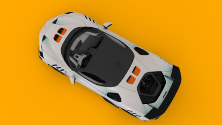 White Luxury car with yellow background