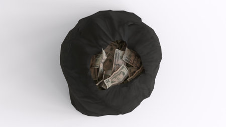 cash sack with white backgroundの写真素材