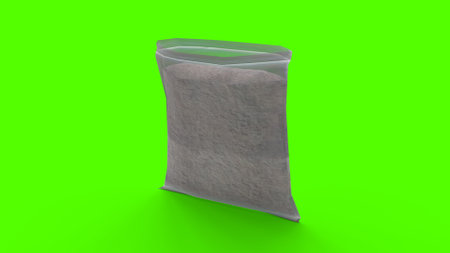 powder bag with green backgroundの写真素材