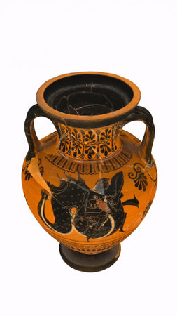 Antique Ceramic Jug with white backgroundの写真素材