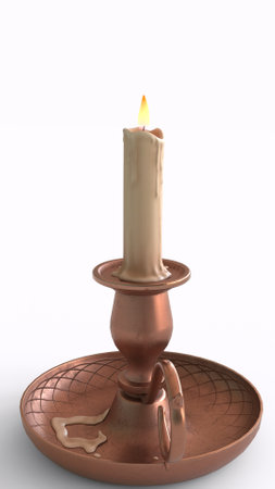 copper candlestick with white backgroundの写真素材