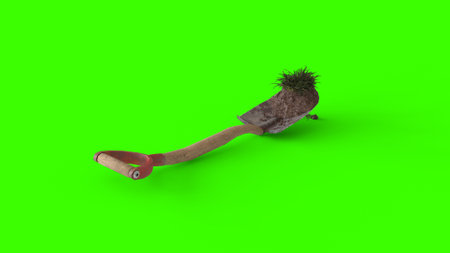 dirty shovel with green background