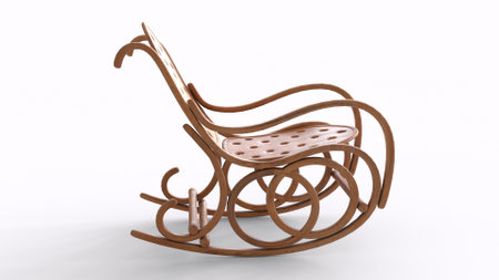 rocking chair with white backgroundの写真素材