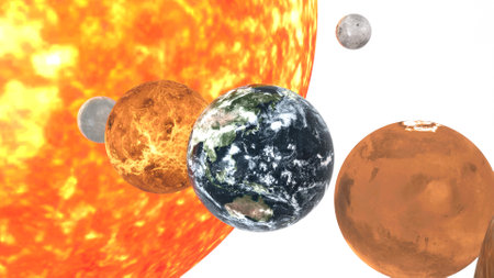 solar system with white background