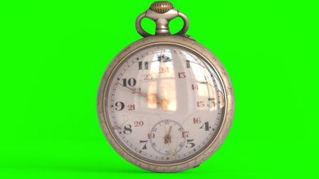 pocket watch with green backgroundの写真素材