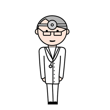 Illustration of doctor in white clothes and with glasses.のイラスト素材