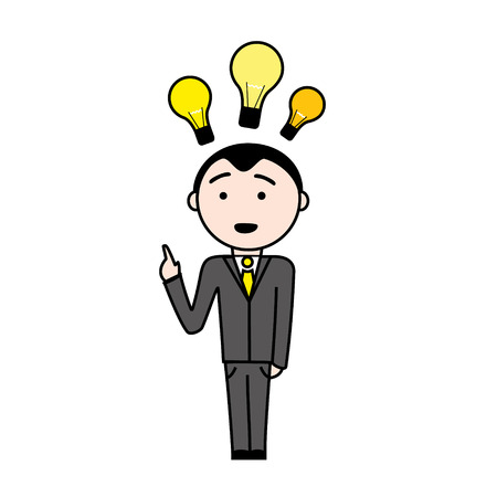 Illustration of a business man in suit with a new ideaのイラスト素材