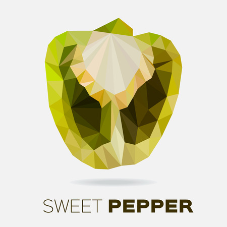 Polygonal Sweet pepper. 
Low poly red bell pepper.のイラスト素材