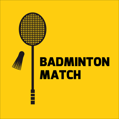 Badminton rackets and shuttlecock vector icon silhouette . Sport design elementsのイラスト素材