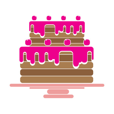The birthday cake with candles in the form of number 1 icon. Birthday symbol. Flat Vector illustration. Buttonのイラスト素材