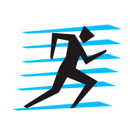 Running man, people - silhouette icon. Let's Run. Simple symbol of run isolated on a white background. Vector Illustration.のイラスト素材