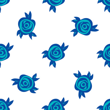 Floral abstract pattern with black roses and leaves. Vector seamless backgroundのイラスト素材