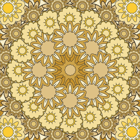 Abstract mandala. Floral ornamental border . Round pattern, oriental style. Decor for your design, lace ornament. Vector illustration.のイラスト素材