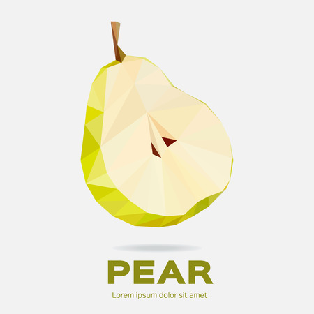 Triangle polygonal pear vector illustration. Juicy Fruit.のイラスト素材
