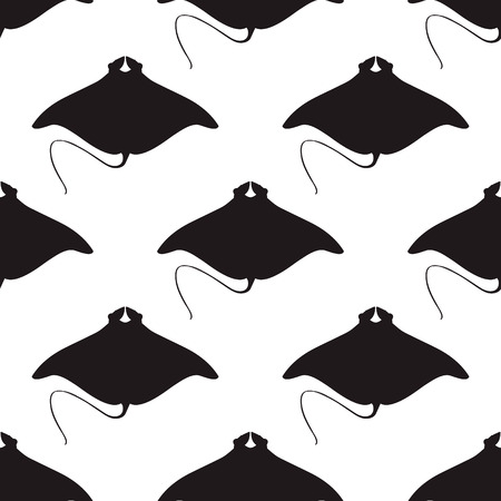 Devil fish ray. Vector silhouette of sea creatures.のイラスト素材