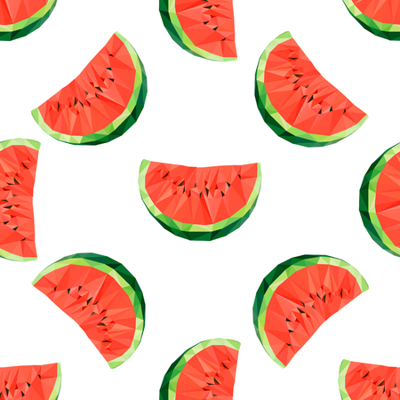 Geometric polygonal fruit â slice of watermelon. Vector illustrationのイラスト素材