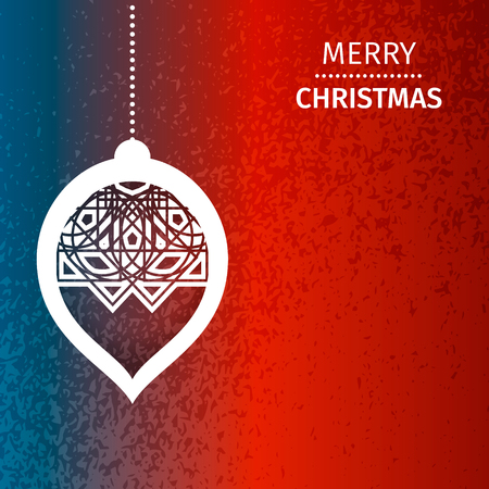 Merry Christmas Abstract blue background with snowflakes, paper round ball,garland - tree decorations. Xmas ornaments. Vector illustration - eps10のイラスト素材