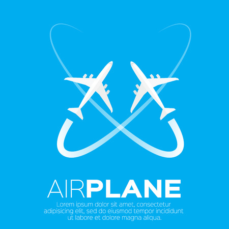 Airplane top view symbol. Vector Illustration design. Travel backgroundのイラスト素材