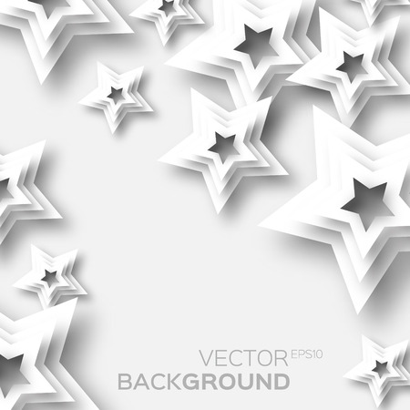 Abstract white paper stars background. 3d paper design elements.  Vector illustration eps10.のイラスト素材