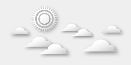 Day with sun and cloud. Paper cut style.のイラスト素材