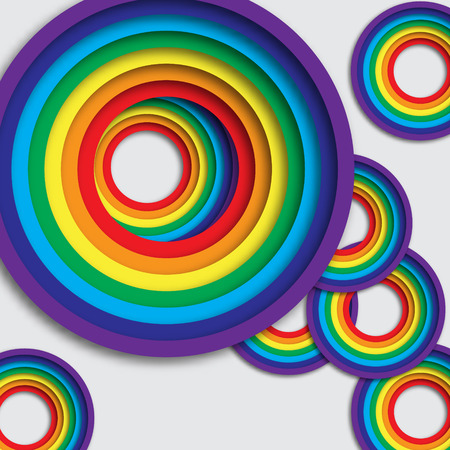 Bright background with rainbow colorful circles.のイラスト素材