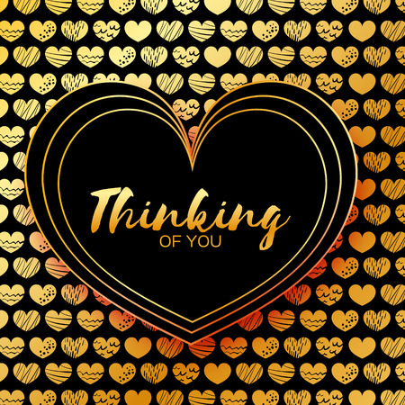 Happy Valentines Day Greeting card. Paper cut heart frame on gold black background with place for text. Global Love romantic holiday. Be my Valentine.Vector weeding design illustration.February 14.のイラスト素材