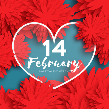 Heart. Flower paper. Happy Valentines dayのイラスト素材