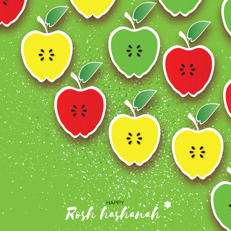 Jewish New Year, Rosh Hashanah. Apple Paper cut style. Holiday. Vectorのイラスト素材