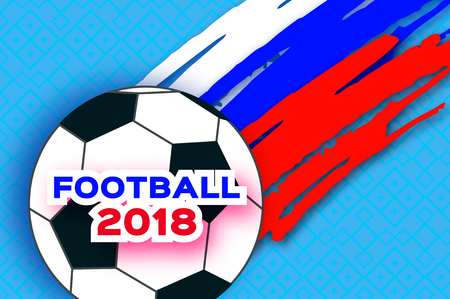 Football with white, blue and red colors in paper cut style.のイラスト素材