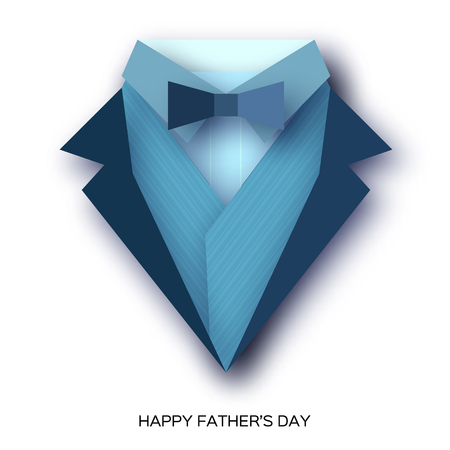 Happy Fathers Day Greeting Card. Mans jacket in paper cut style. Origami Tuxedo. Weddind suit with bow tie.のイラスト素材
