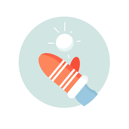 Winter games. Snowball. people entertainment in winter sports. Make snowball. Pink mitten. Holidays Vectorのイラスト素材