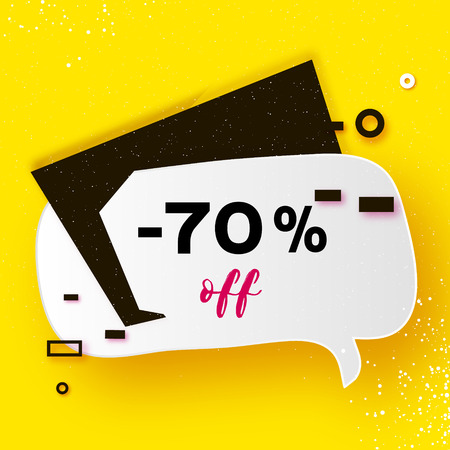 Sale tag, Special offer banner template. Trendy Geometric quote elemets Frame for text in paper cut style. For brochure, flyer or presentations design. Simple geometry. Yellow. Vectorのイラスト素材