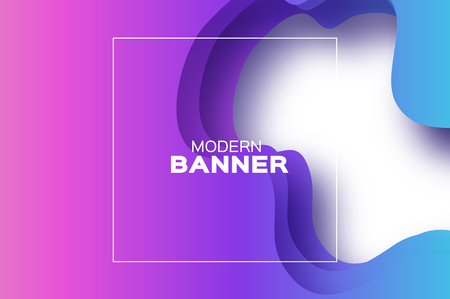 Holographic tunnel wave background in paper cut style. Origami Layered shapes composition. Dynamic line. Space for text. Square frame. Vectorのイラスト素材