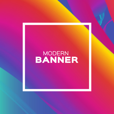 Liquid Poster. Bright Colorful Wave Smoke Shapes with Square frame. Space for text. Abstract Colorful Dynamic Effect on blue. Modern Template Banner. Vector design illustration.のイラスト素材