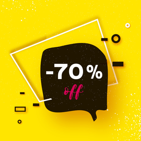 Sale tag, Special offer banner template. Trendy Geometric quote elemets Frame for text in paper cut style. For brochure, flyer or presentations design. Simple geometry. Yellow. Vectorのイラスト素材