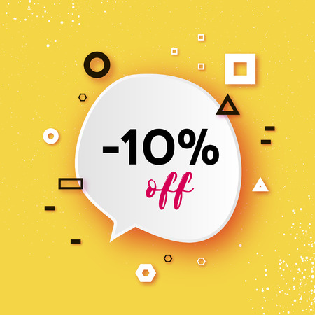 Sale tag, Special offer banner template. Trendy Geometric quote elemets Frame for text in paper cut style. For brochure, flyer or presentations design. Simple geometry. Yellow. Vectorのイラスト素材