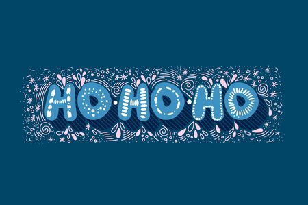 Ho-ho-ho Lettering. Merry Christmas and Happy New Year. Winter series. Snow. Blue letters.のイラスト素材
