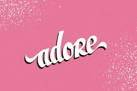 Adore. Hand drawn Lettering on pink background. Vectorのイラスト素材