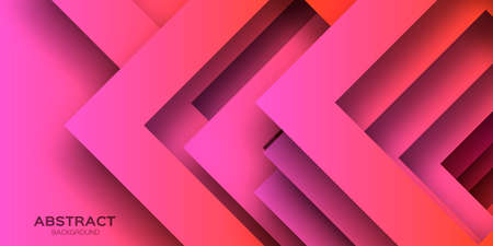 Pink banner templates with paper cut square shapes. Trendy modern abstract design.のイラスト素材